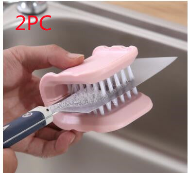 U-Shaped Knife and Cutlery Cleaner Brush – Kitchen Cleaning Bristle Scrub