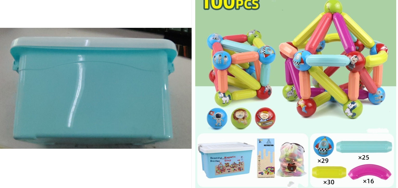 Big Size DIY Magnetic Construction Set – Early Learning Magnetic Rod Building Blocks for Kids