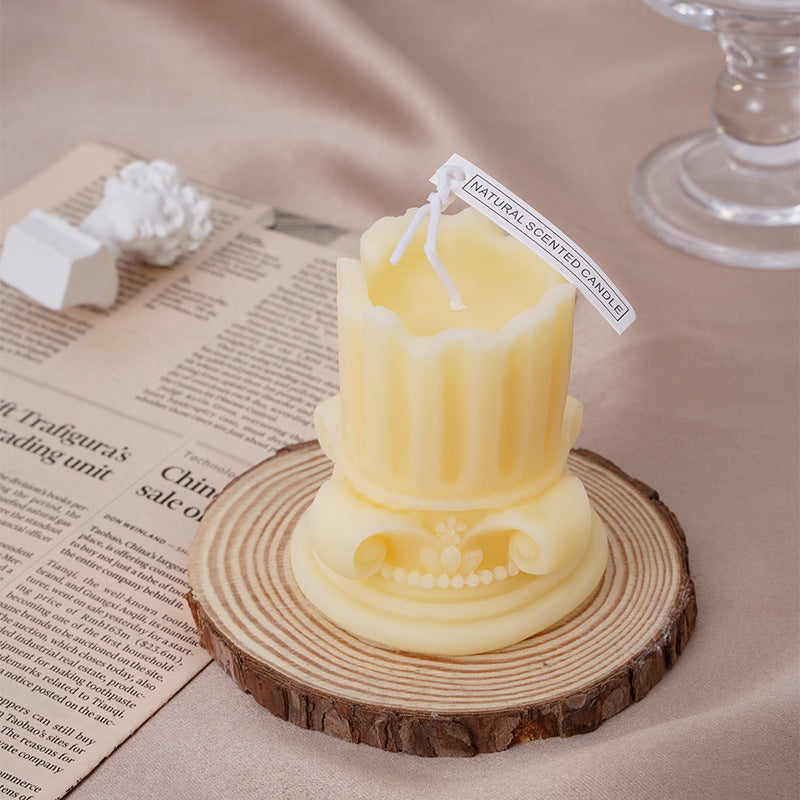 Photography Props Roman Pillar Scented Candle – Handmade Soy Wax Decor