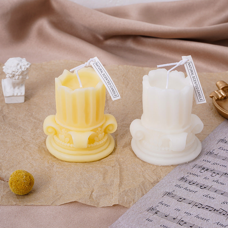 Photography Props Roman Pillar Scented Candle – Handmade Soy Wax Decor