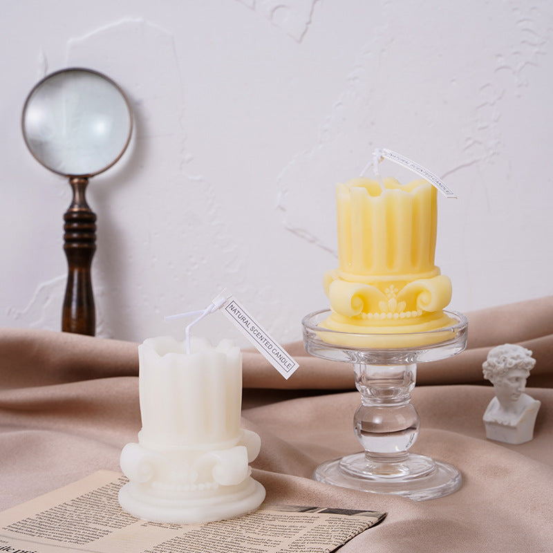 Photography Props Roman Pillar Scented Candle – Handmade Soy Wax Decor