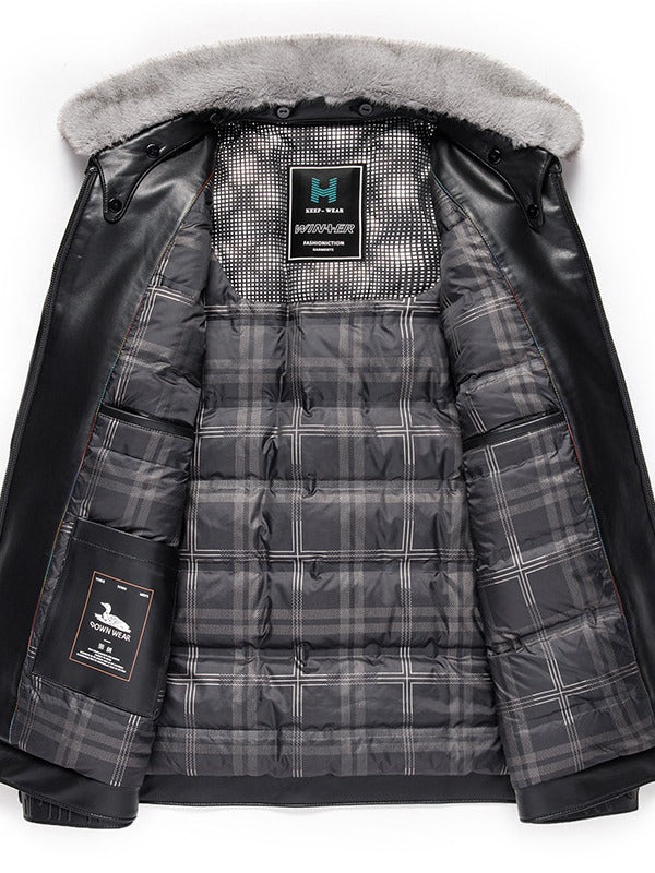 Business Casual Men’s Leather Jacket Coat