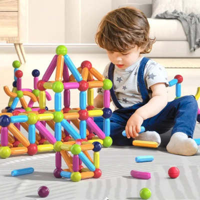 Big Size DIY Magnetic Construction Set – Early Learning Magnetic Rod Building Blocks for Kids
