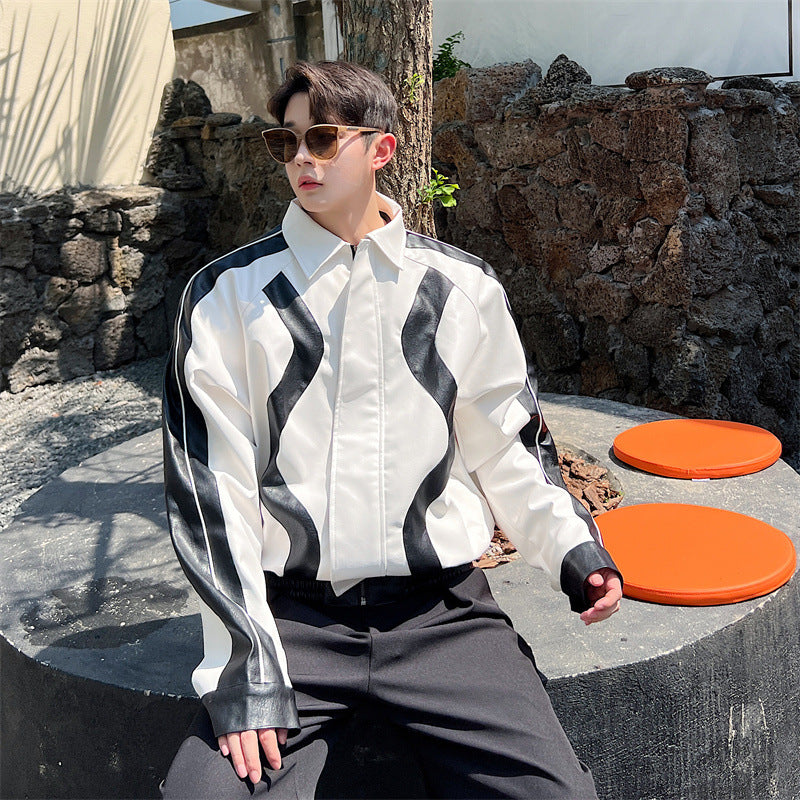 Splicing Short Motorcycle Jacket