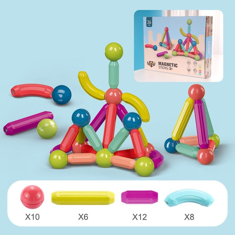 Big Size DIY Magnetic Construction Set – Early Learning Magnetic Rod Building Blocks for Kids