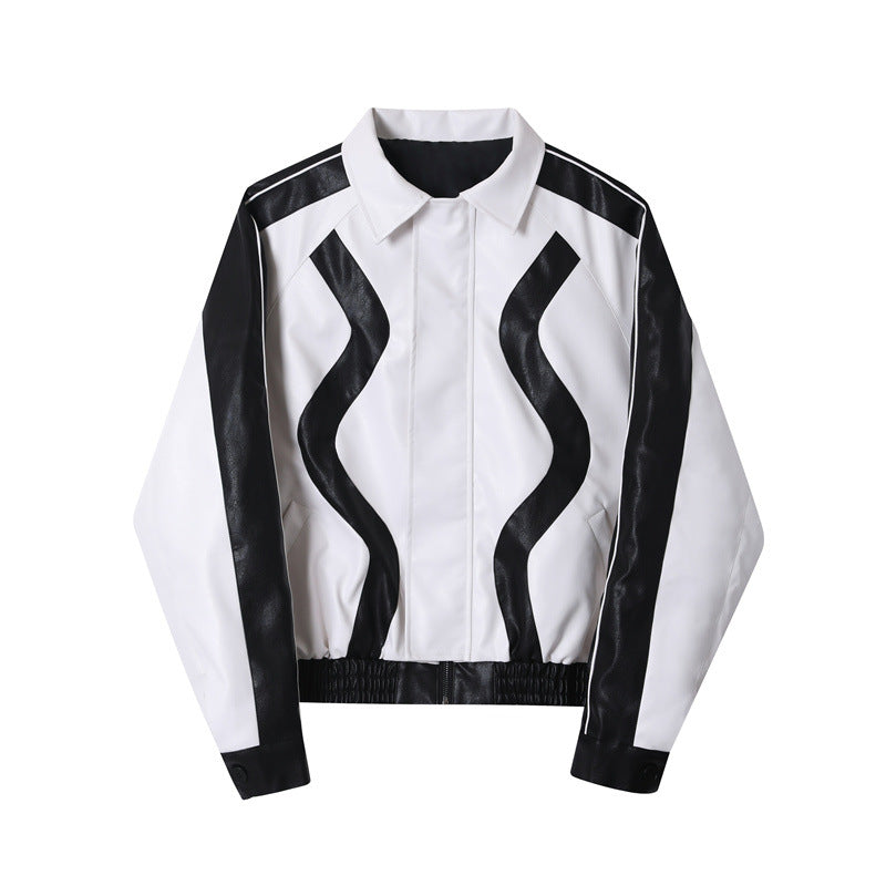 Splicing Short Motorcycle Jacket