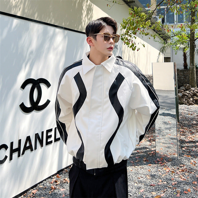 Splicing Short Motorcycle Jacket